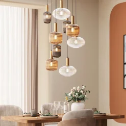 Lampa Wisząca Klosze Szklane Oprawki Złote Ø80 Cm*KARE Design
