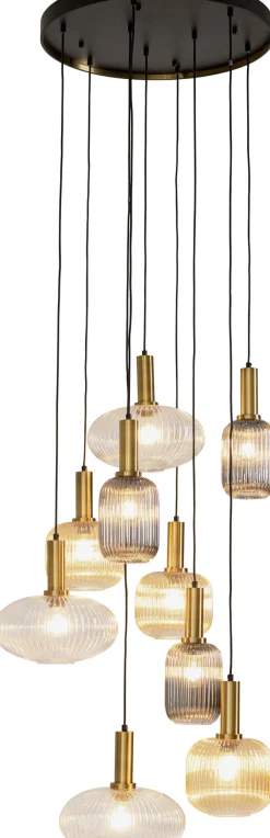 Lampa Wisząca Klosze Szklane Oprawki Złote Ø80 Cm*KARE Design