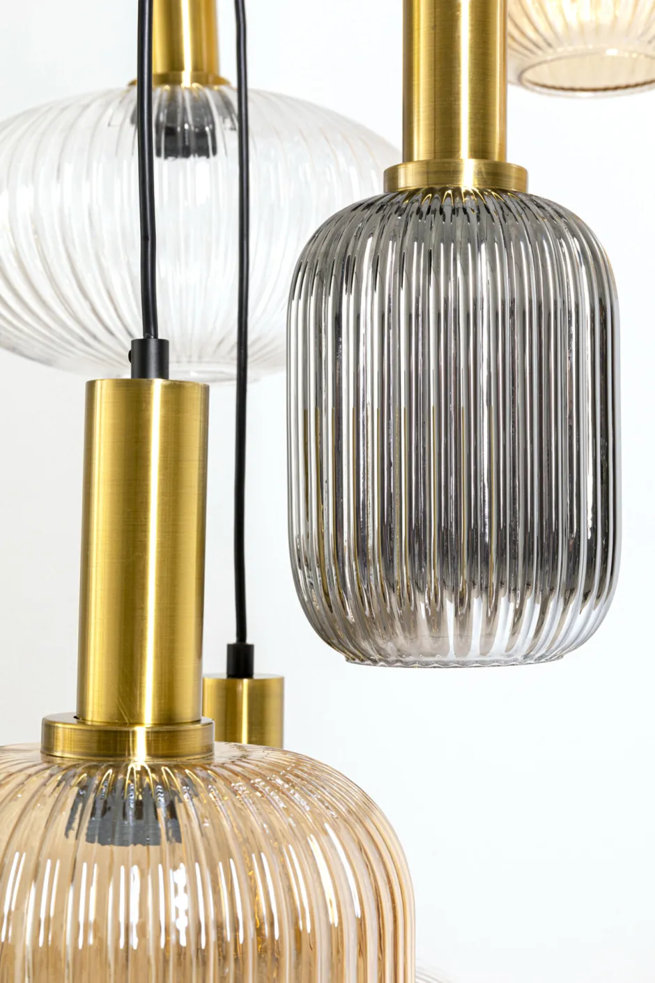 Lampa Wisząca Klosze Szklane Oprawki Złote Ø80 Cm*KARE Design