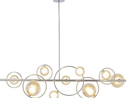 Lampa Wisząca Nad Stół Srebrna Klosze Szklane G9 110 Cm*KARE Design Hot
