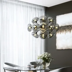 Lampa Wisząca Nowoczesna Klosze Szklane Przydymione Lustrzane 70x44 Cm*KARE Design