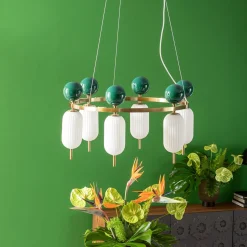 Lampa Wisząca Nowoczesna Złota Klosze Szklane Białe Ø68 Cm*KARE Design New