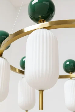 Lampa Wisząca Nowoczesna Złota Klosze Szklane Białe Ø68 Cm*KARE Design New