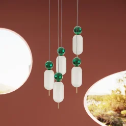 Lampa Wisząca Nowoczesna Złota Klosze Szklane Białe Ø36 Cm*KARE Design Online
