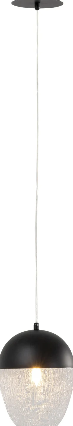 Lampa Wisząca Stal Czarna Klosz Szklany Transparentny Ø20x30 Cm*KARE Design Discount
