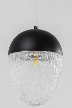 Lampa Wisząca Stal Czarna Klosz Szklany Transparentny Ø20x30 Cm*KARE Design Discount