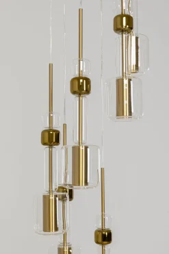 Lampa Wisząca Stal I Szkło Kolor Transparentny I Złoty Ø44x160 Cm*KARE Design New
