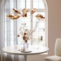 Lampa Wisząca Złota Klosze Szklane 9xG9 Ø106 Cm*KARE Design Online