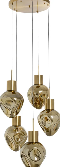 Lampa Wisząca Złota 5L Stal I Szkło Ø50x160 Cm*KARE Design Hot