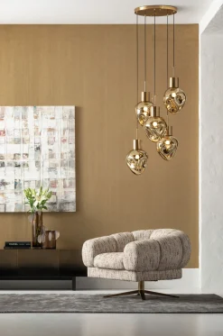 Lampa Wisząca Złota 5L Stal I Szkło Ø50x160 Cm*KARE Design Hot