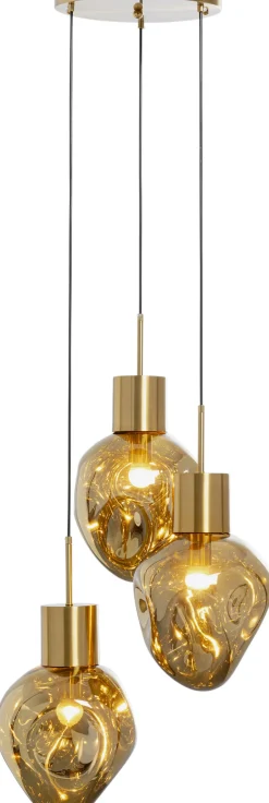 Lampa Wisząca Złota 3L Stal I Szkło Ø45x160 Cm*KARE Design Clearance