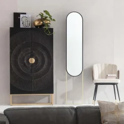 Lustro Alice 32x175 Cm Rama Czarno-złota*KARE Design Outlet