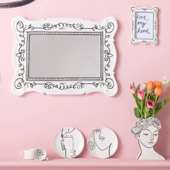 Lustro Białe Z Czarnymi Wzorami Kształt Klasyczny 50x67 Cm*KARE Design Discount