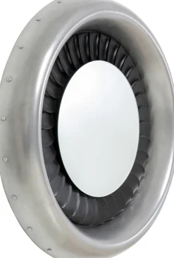 Lustro Do Salonu Duże Okrągłe Rama Aluminium I Włókno Szklane Ø119 Cm Silnik Odrzutowy*KARE Design Clearance