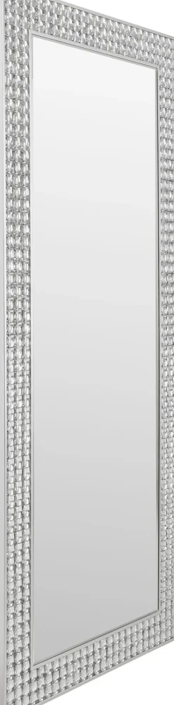 Lustro Glamour Do Salonu Srebrne Stal I Szkło 80x180 Cm*KARE Design