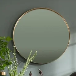 Lustro Wiszące Curve Round ∅100 Cm Mosiężne*KARE Design Discount