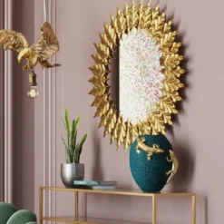 Lustro Wiszące Leaves Gold Ø76 Cm Złote*KARE Design