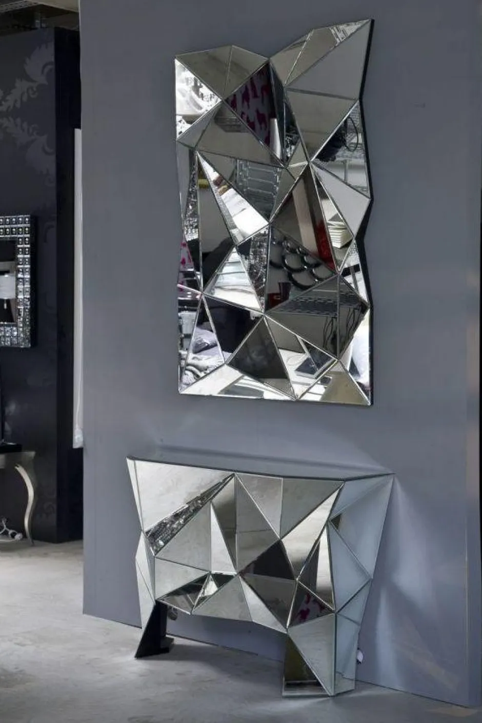 Lustro Wiszące Prisma 140x105 Cm Srebrne*KARE Design Best