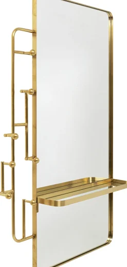 Lustro Z Półką I Wieszakami Złote 102x150 Cm*KARE Design Discount
