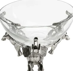 Misa Dekoracyjna Transparentne Szkło I Srebrne Aluminium 32x32 Cm Słonie*KARE Design Discount