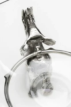 Misa Dekoracyjna Transparentne Szkło I Srebrne Aluminium 32x32 Cm Słonie*KARE Design Discount