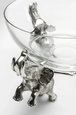 Misa Dekoracyjna Transparentne Szkło I Srebrne Aluminium 32x32 Cm Słonie*KARE Design Discount
