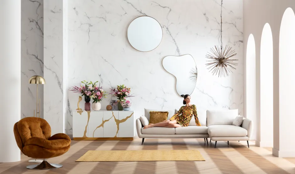 Narożnik Amalfi 275x159 Cm Kremowy Prawy*KARE Design Sale