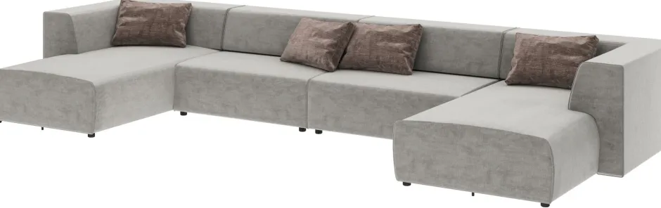 Narożnik Duży Do Salonu Modułowy W Kształcie U 434x182 Cm Szary*KARE Design Outlet