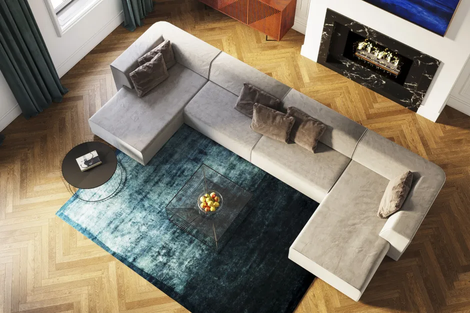 Narożnik Duży Do Salonu Modułowy W Kształcie U 434x182 Cm Szary*KARE Design Outlet