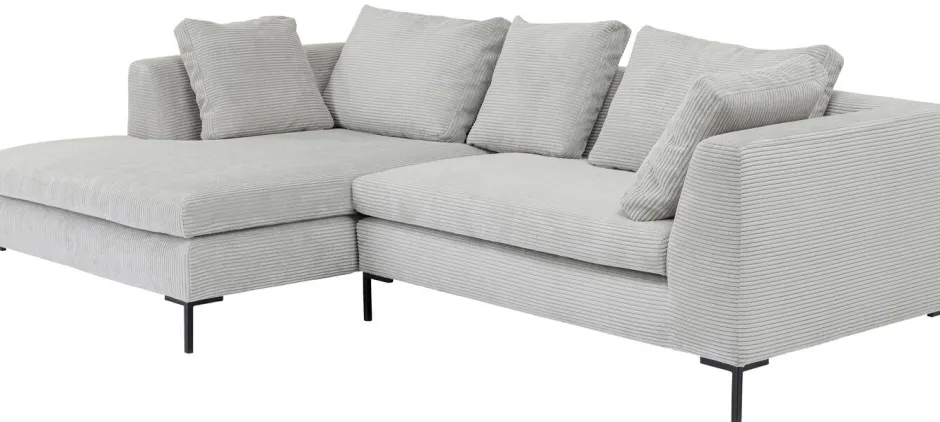 Narożnik Gianni Cord 290x167 Cm Szary Lewy*KARE Design Outlet