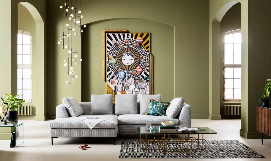 Narożnik Gianni Cord 290x167 Cm Szary Lewy*KARE Design Outlet