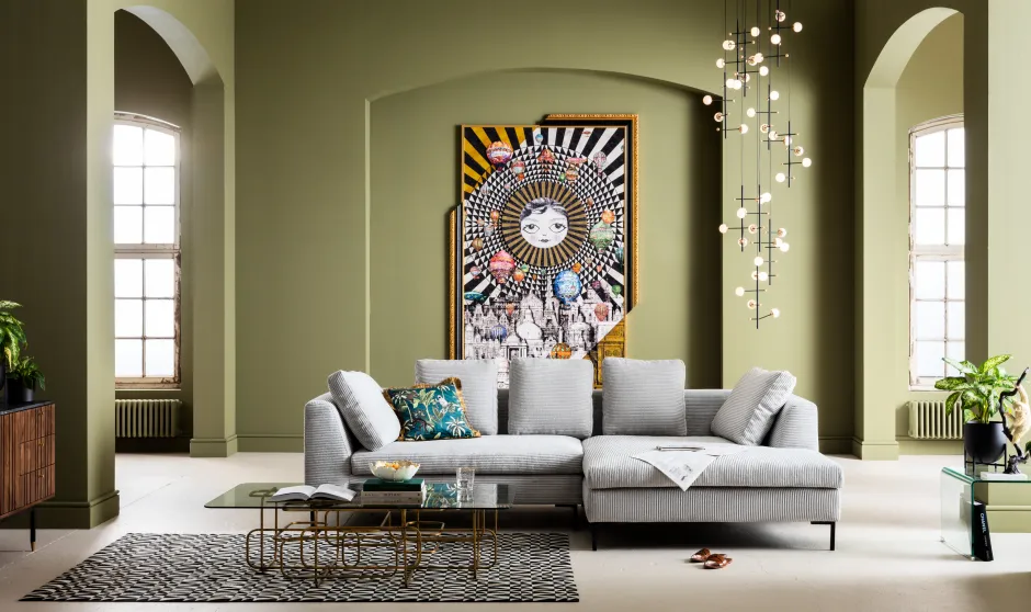 Narożnik Gianni Cord 290x167 Cm Szary Prawy*KARE Design Online