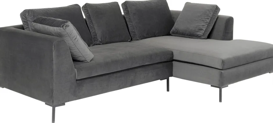 Narożnik Gianni Small Velvet 270x167 Cm Szary Prawy*KARE Design