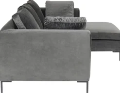 Narożnik Gianni Small Velvet 270x167 Cm Szary Prawy*KARE Design