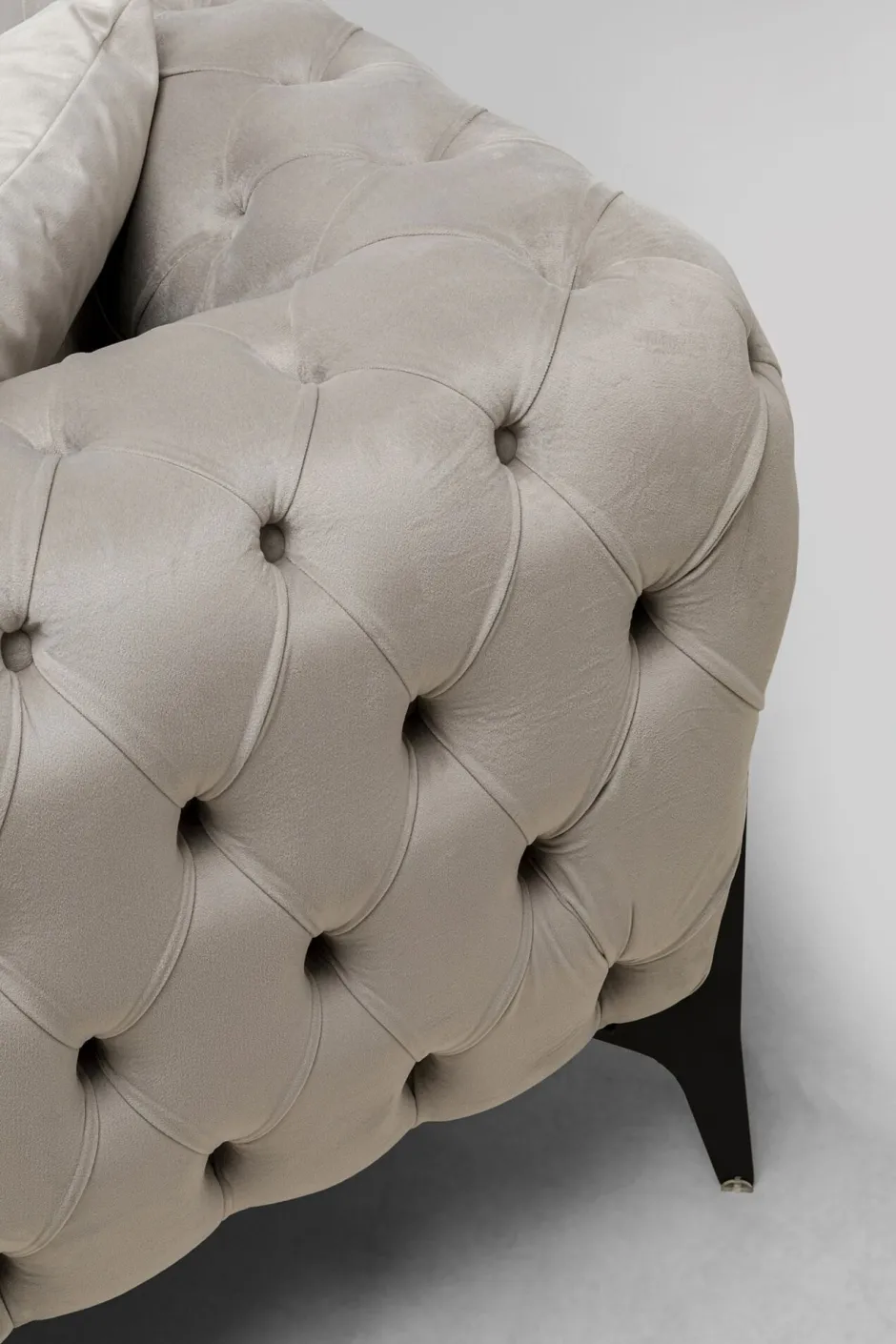 Narożnik Lewy Welurowy Pikowany Taupe Glamour 240x180 Cm Nogi Czarne*KARE Design Hot