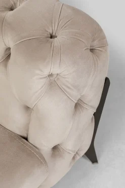 Narożnik Lewy Welurowy Pikowany Taupe Glamour 240x180 Cm Nogi Czarne*KARE Design Hot