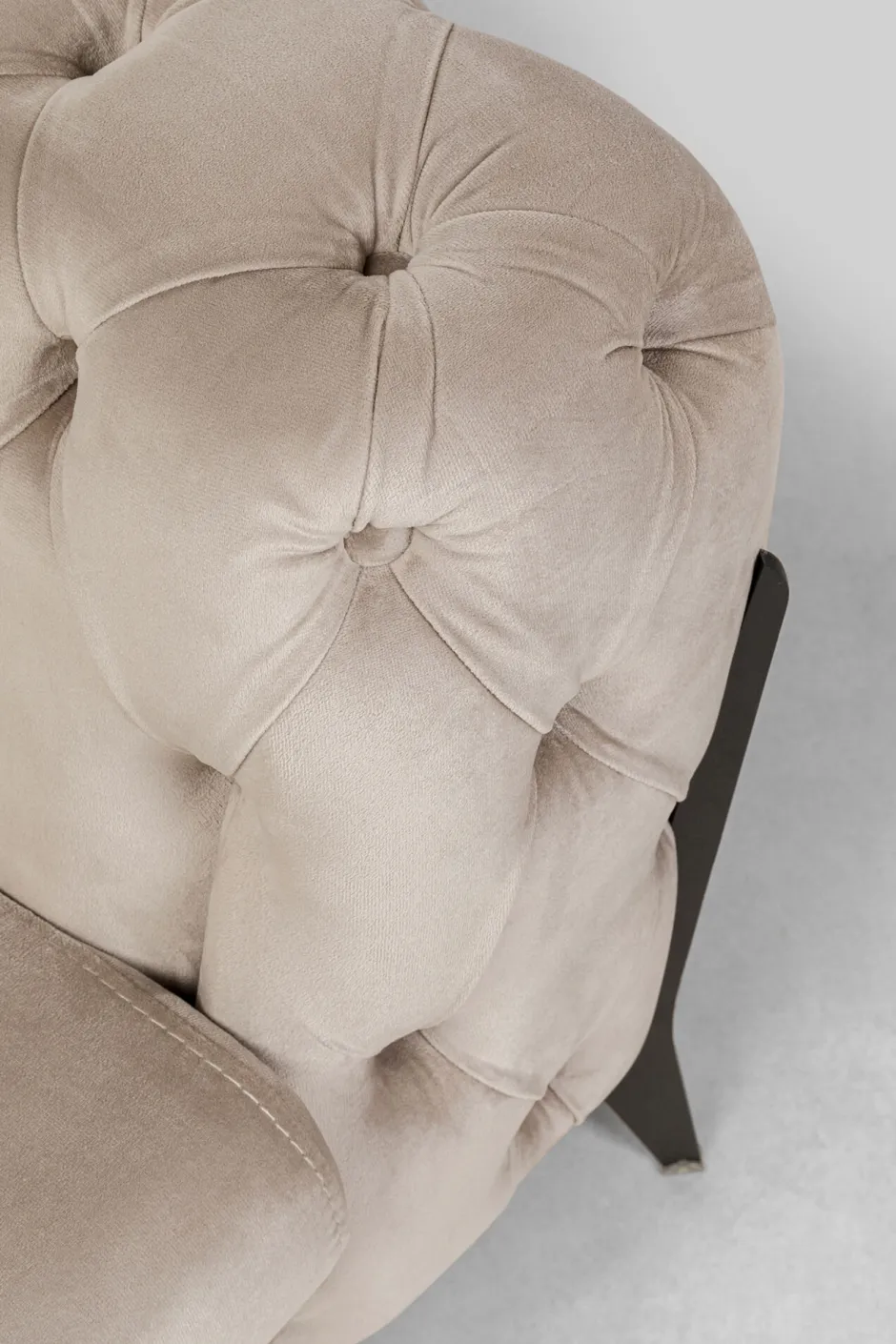 Narożnik Lewy Welurowy Pikowany Taupe Glamour 240x180 Cm Nogi Czarne*KARE Design Hot