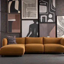 Narożnik Lewy W Kolorze żółtym Tkanina Pluszowa 302x160 Cm*KARE Design