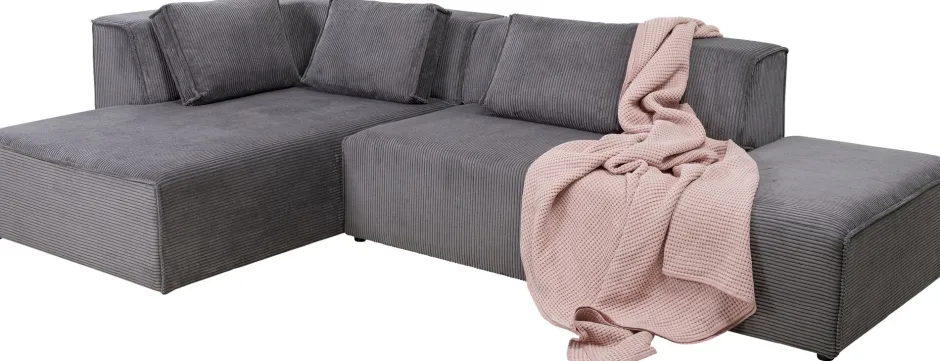 Narożnik Modułowy Sztruksowy Szary Lewy 306x182 Cm*KARE Design New