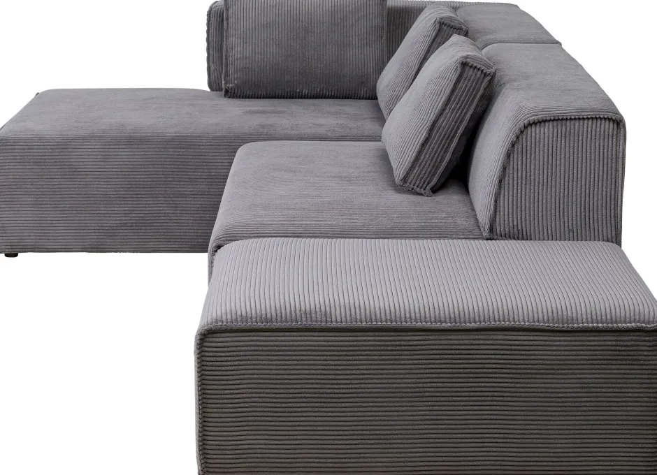 Narożnik Modułowy Sztruksowy Szary Lewy 306x182 Cm*KARE Design New