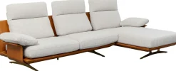 Narożnik Nowoczesny Lewy Tkanina Szara Lniana I Skóra Semianilinowa 333x169 Cm*KARE Design New