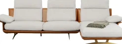 Narożnik Nowoczesny Lewy Tkanina Szara Lniana I Skóra Semianilinowa 333x169 Cm*KARE Design New