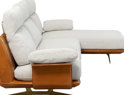 Narożnik Nowoczesny Lewy Tkanina Szara Lniana I Skóra Semianilinowa 333x169 Cm*KARE Design New