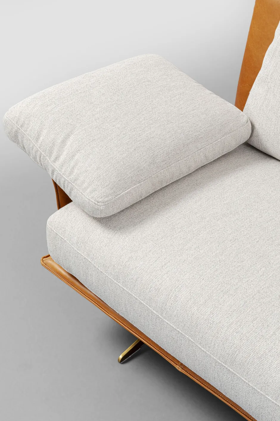 Narożnik Nowoczesny Lewy Tkanina Szara Lniana I Skóra Semianilinowa 333x169 Cm*KARE Design New