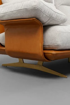 Narożnik Nowoczesny Lewy Tkanina Szara Lniana I Skóra Semianilinowa 333x169 Cm*KARE Design New