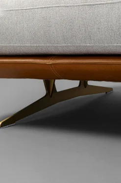 Narożnik Nowoczesny Lewy Tkanina Szara Lniana I Skóra Semianilinowa 333x169 Cm*KARE Design New