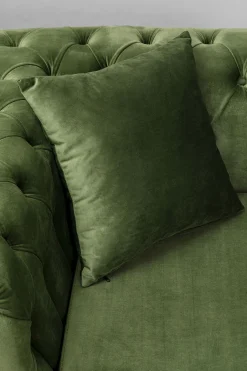 Narożnik Prawy Welurowy Pikowany Zielony Glamour 240x180 Cm Nogi Złote*KARE Design Sale