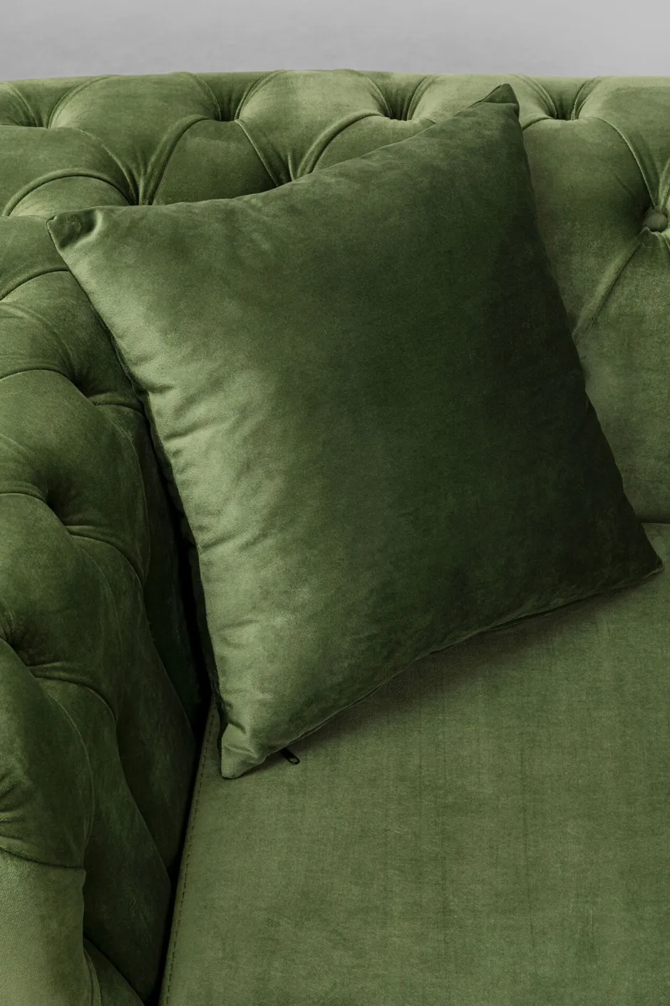 Narożnik Prawy Welurowy Pikowany Zielony Glamour 240x180 Cm Nogi Złote*KARE Design Sale