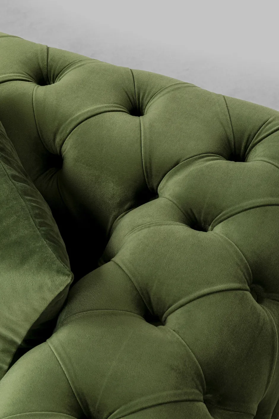 Narożnik Prawy Welurowy Pikowany Zielony Glamour 240x180 Cm Nogi Złote*KARE Design Sale