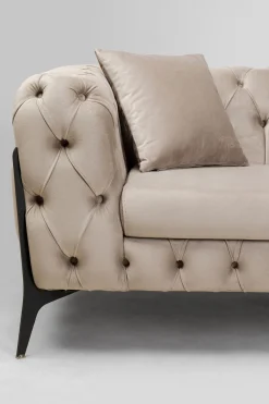 Narożnik Prawy Welurowy Pikowany Taupe Glamour 240x180 Cm Nogi Czarne*KARE Design New